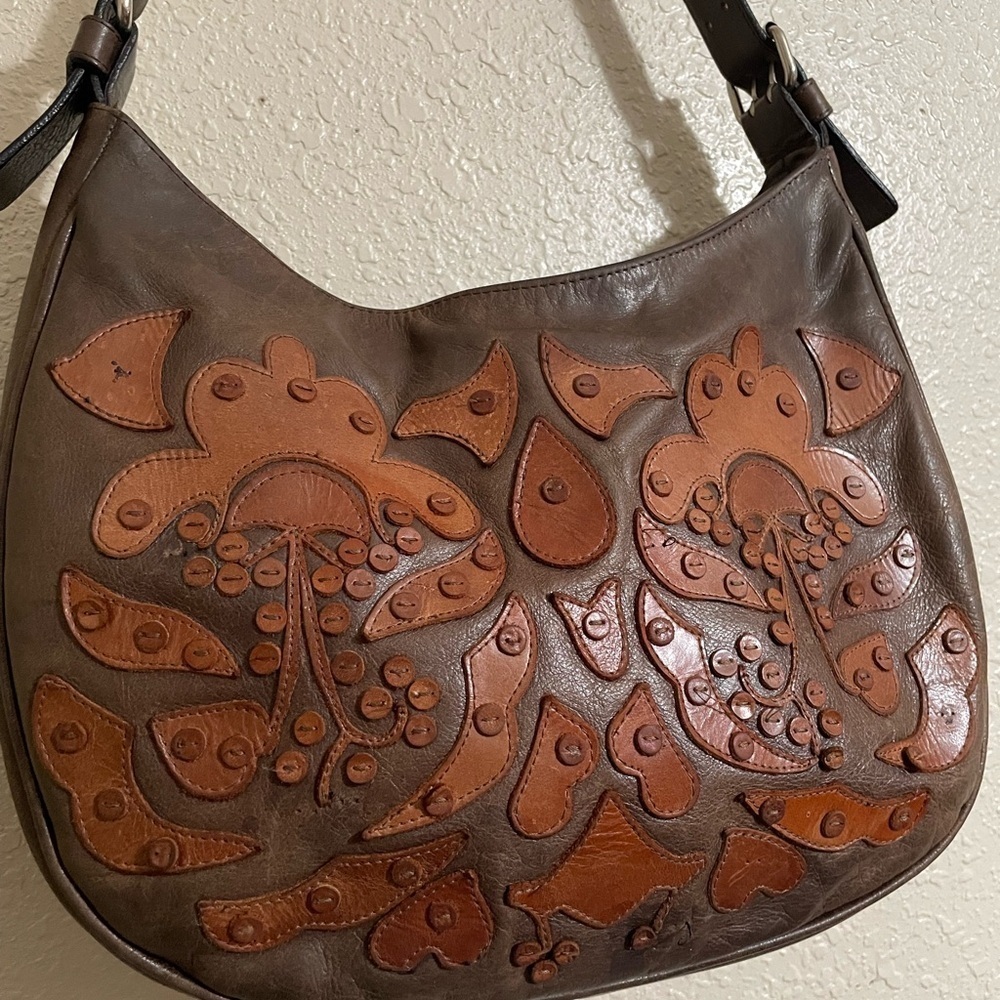 Leather boho shoulder purse